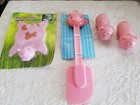 🐷 PINK PIG LOVERS LOT, 2X MINI PIG PLASTIC BAG CLIPS & SILICONE MUG CUP COASTER