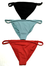 3 Shade  Shore L 12-14 Low Rise High Leg Cheeky 1-Red 1-Black 1-Green Bottoms