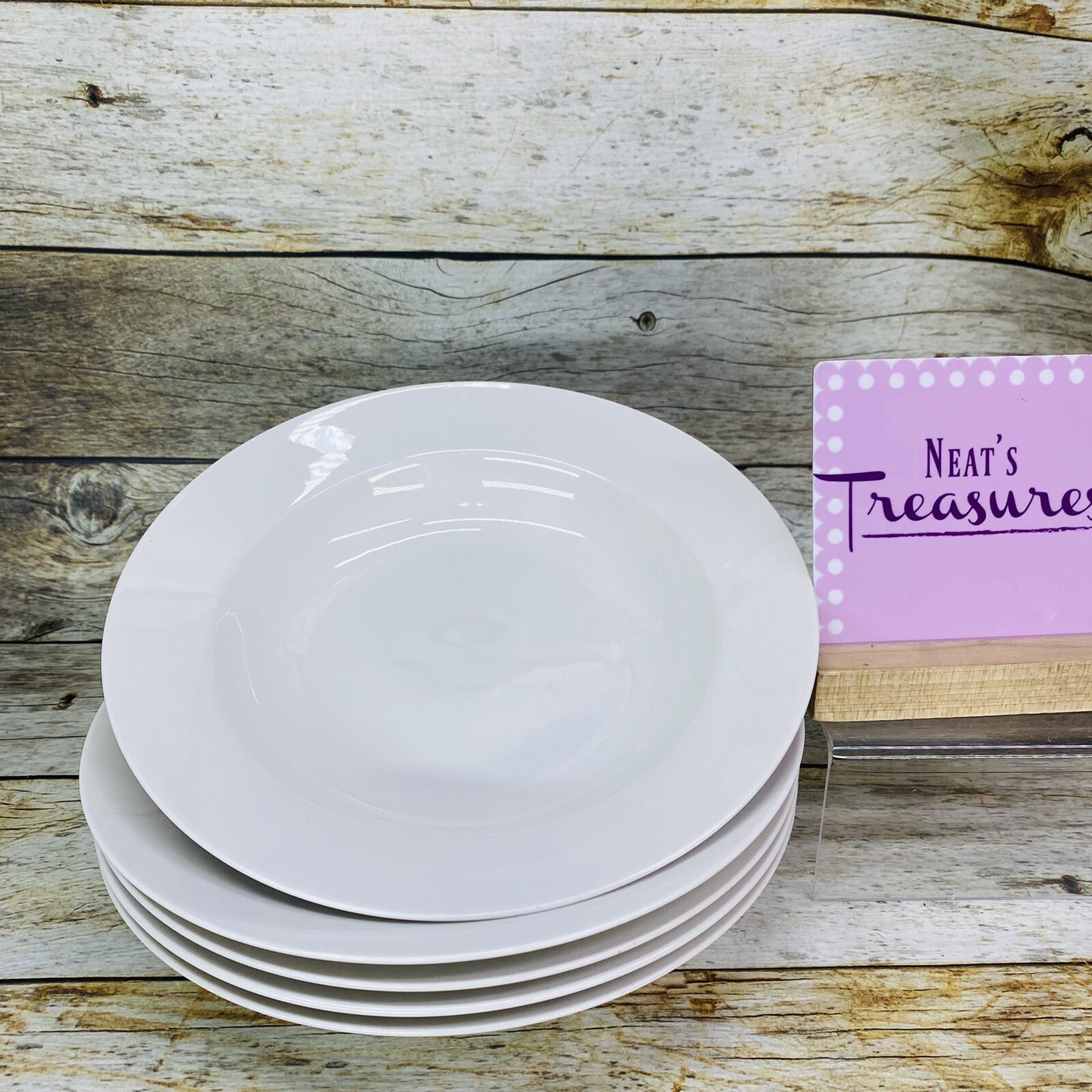 Maxwell & Williams WHITE BASIC All White Rimmed Porcelain Soup Pasta Bowls Set 5