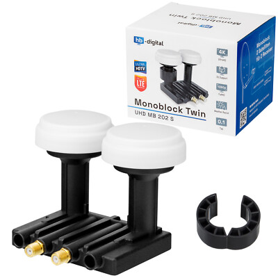LNB TWIN Monoblock SAT Astra Hotbird 19,2 13 2 FULL HDTV 3D 4K 5K / 2 Teilnehmer