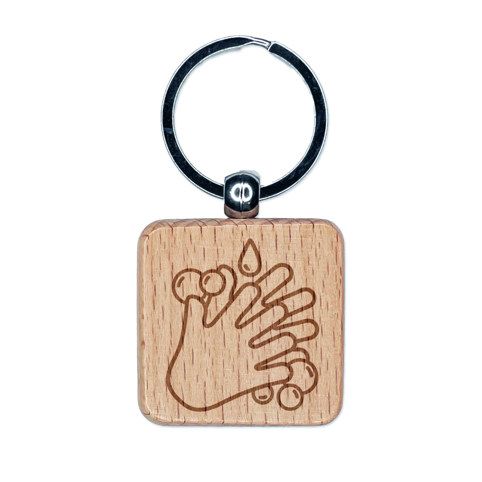 Personal Engraved Wood Keychain for Handwashing Reminder