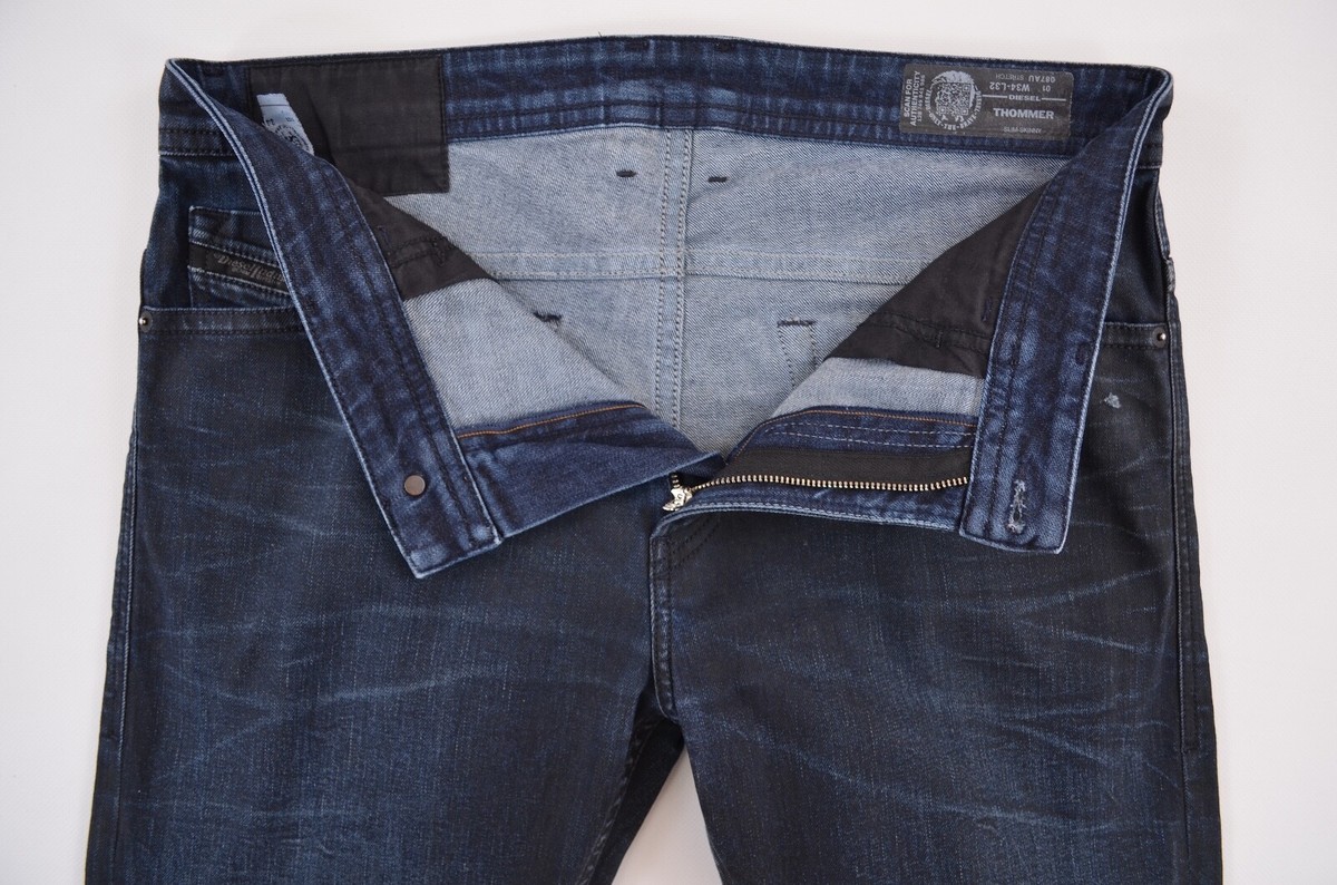 Diesel Thommer Slim-Skinny 087AU Stretch Dark-Blue Jeans Mens sz 