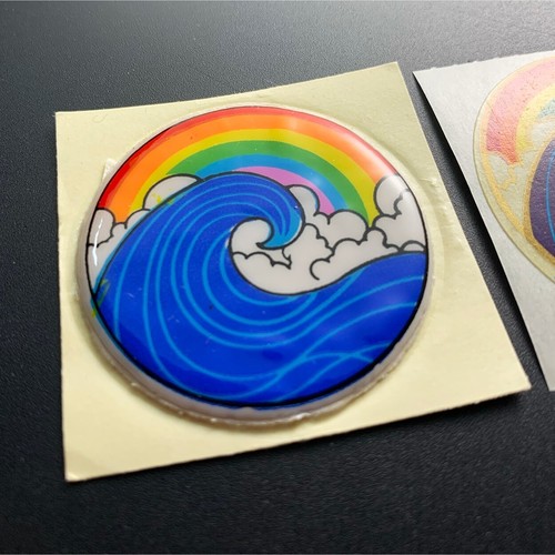 2 RARE vintage PUFFY + PAPER Illuminations MOD WAVE RAINBOW PRIDE sticker decal - Picture 2 of 4