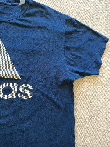 Adidas T-shirt Men's Navy Blue Big Logo short sleeve cotton Tee - Picture 6 of 13