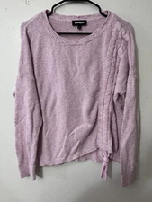 Express Women Fuzzy Sweater Purple Medium Purple Long Sleeve Soft Comfy