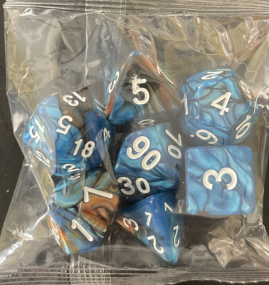 Blue Dice Set Poly RPG DnD Dungeons & Dragons AD&D d20 (7 Dice Total) (4)