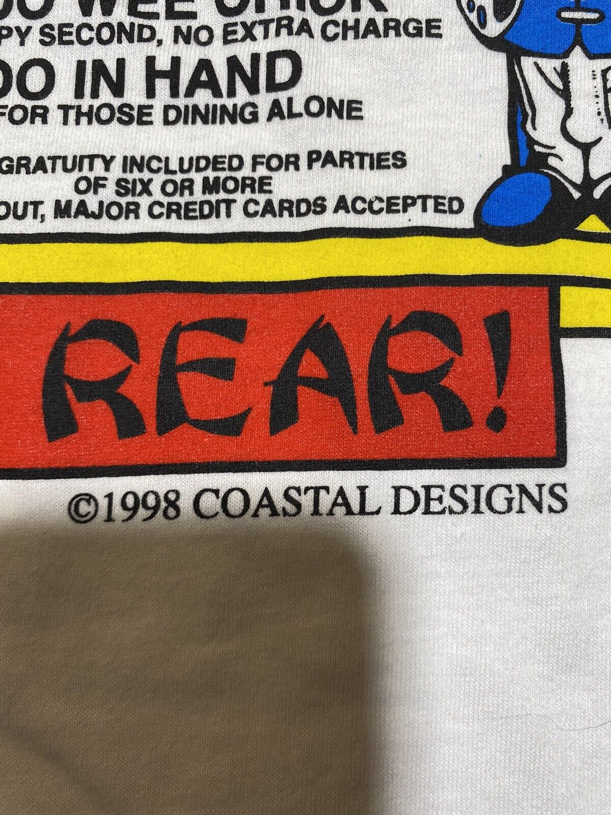 Vintage Rare 1998 Kong Dong's Sexual Menu T-Shirt L/XL Single Stitch White