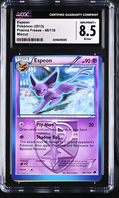 Pokemon 2013 CGC 8.5 NM-MINT+ Espeon Plasma Miscut ERROR Plasma