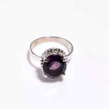 Natural Amethyst Gemstone Statement 925 Sterling Silver Gift Ring All Size R125
