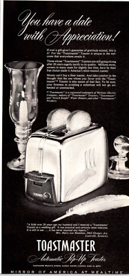 PRINT AD 1951 Toastmaster Automatic Pop Up Toaster Quill Inkwell Candle Vintage