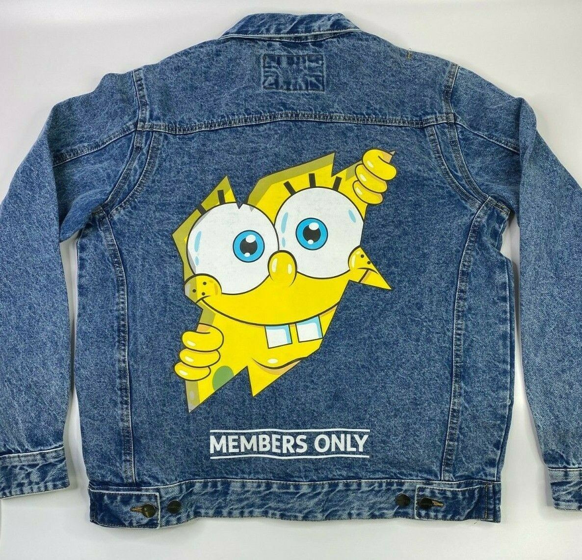 Members Only x Nickelodeon SpongeBob Jean Trucker Jacket Mens Size 