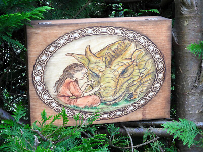 Holzkästchen Schatulle Holzkiste Kästchen Kiste Drache Fantasy Dragon Magie