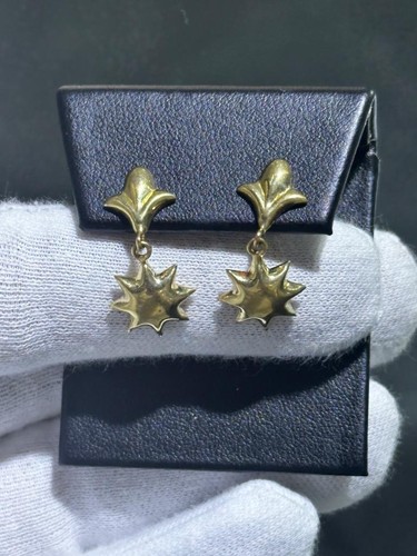 Pendientes colgantes de diseño girasol con candelabro de oro amarillo de 14 K regalo - Imagen 6 de 8