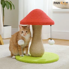 PAWZ Road Mushroom Cat Tree Tower 100% Sisal Covered Scratching Posts Condo Toys