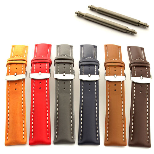 Men&#039;s Padded Genuine Leather Watch Strap Band SS. Buckle 18 20 22 24 Sahara MM