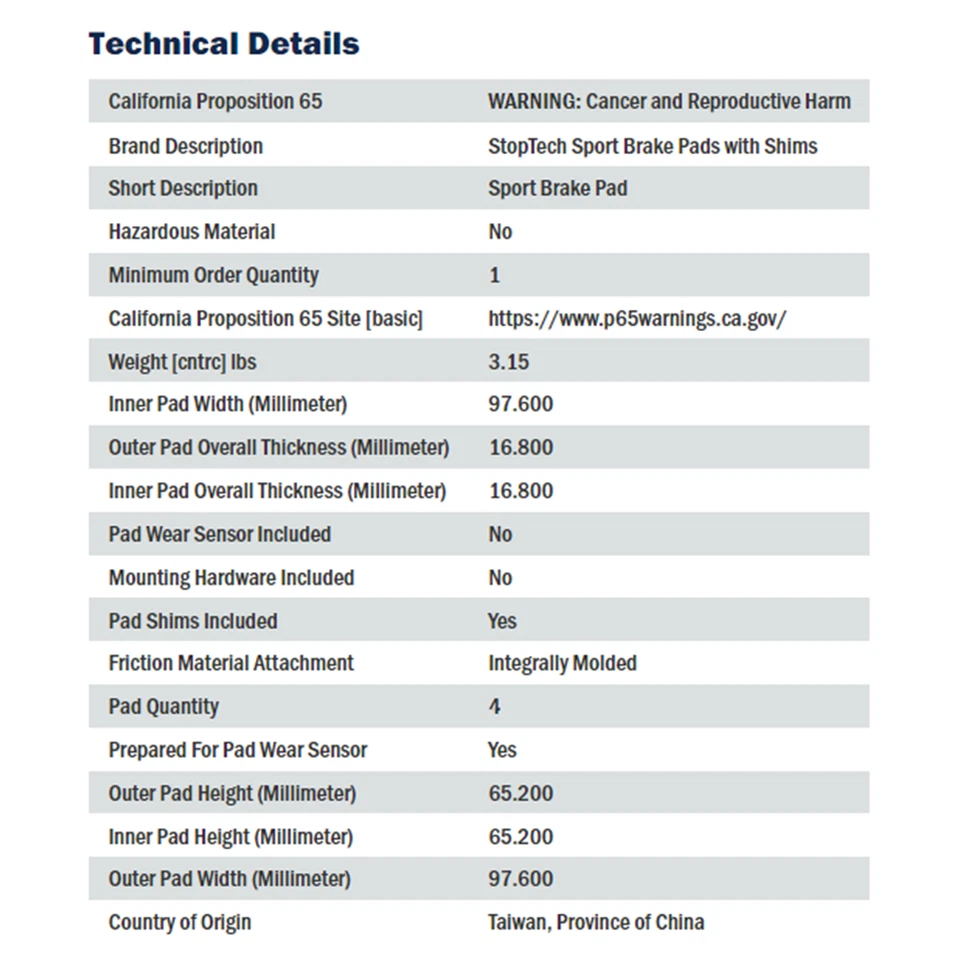 Juego de pastillas de freno deportivas delanteras y traseras StopTech con cuña para Ferrari 348 F355 Porsche 911 Foto 4 de 4