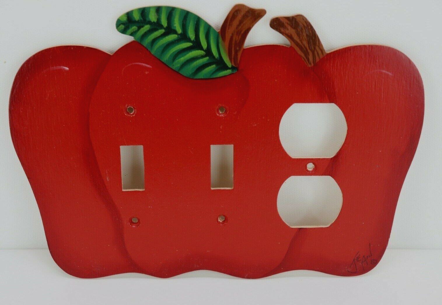 Handmade Painted Wood Apple Light Switch Plug Plate Cover Teacher