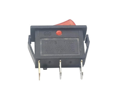 15A 250V 20A 125V AC 3 Pin 2 Position Red Lighted Rocker Switch for Desktop Grin