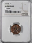 1931-S  1C LINCOLN WHEAT CENT   NGC UNC DETAILS  "CLEANED"  #6849317-057