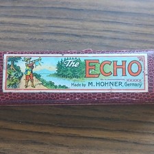 M. Hohner The Echo Diatonic Harmonica Key of C Silver/Black w/ Case