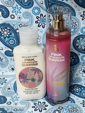 Bath  Body Works Pink Pineapple Sunrise Body Mist  Body Lotion New Set of 2