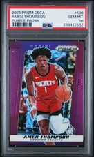 2024 PANINI PRIZM DECA PURPLE PRIZM #180 AMEN THOMPSON 34/99 PSA 10