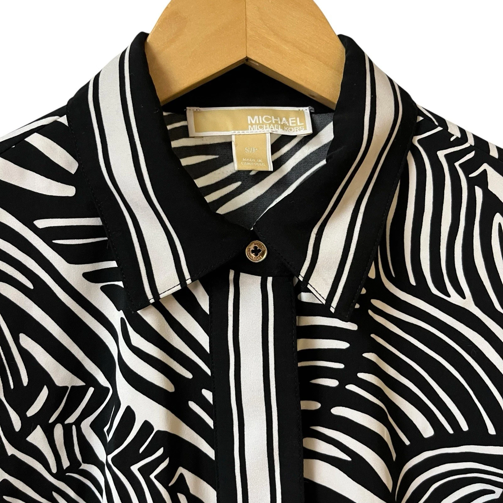Abito Michael Kors stampa zebrata bottoni cintura manica lunga taglia small