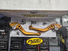 Pazzo Racing Lever Set Brake Clutch Short Gold Levers Silver Adj Fitment in Desc