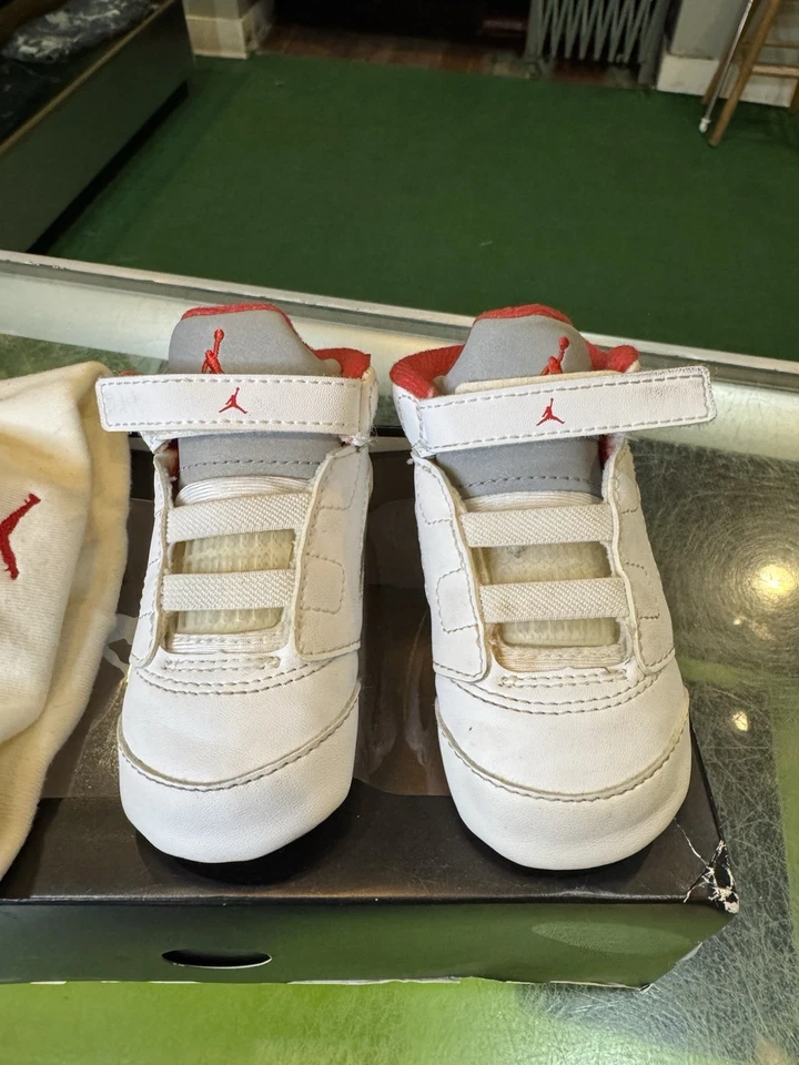 Nike Air Jordan 5 Retro Cuna Botín Rojo Fuego (TD) 2013 552494-100 Bebé Talla 4C Foto 4 de 4