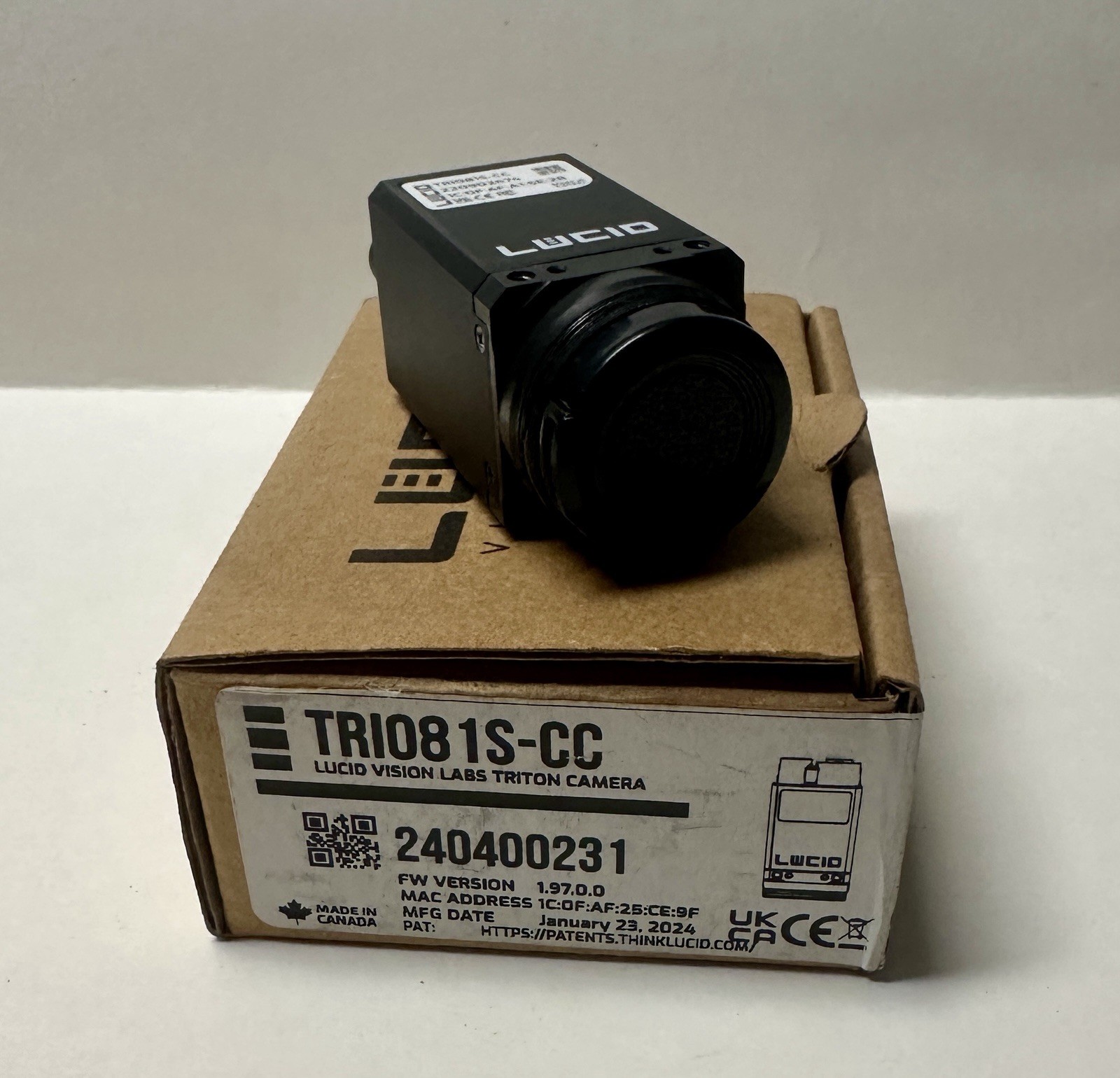 LUCID Vision Labs Triton Camera TRI081S-CC Sony IMX546, 8.1MP Color Camera