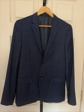 H M Skinny Fit Blazer Navy Blue Men  s 36R Small Business Casual Jacket
