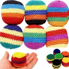 6 Pack Colorful Hand Knit Footbags, Durable Kick Ball for Stress Relief Party