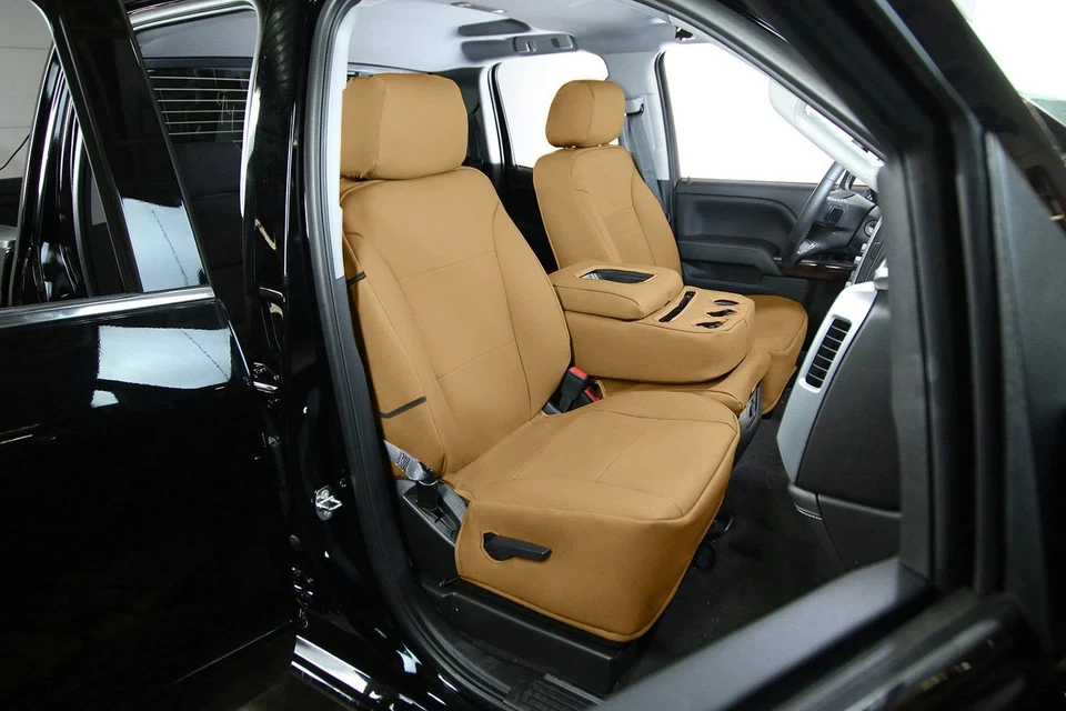 For Isuzu NPR-HD 06-19 Saddleman Cordura 2nd Row Tan Custom Seat Covers - Image 3 of 4
