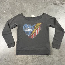 Vans Junk Food Sweatshirt Womens Small Gray Vintage Style Distressed Preowned