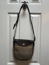 Burberry Nova Check Vintage Leather Canvas Shoulder Bag