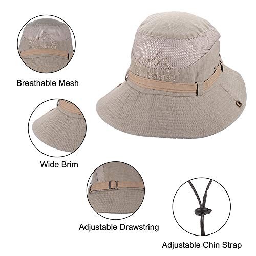 Sun Hat, Fishing Hat UPF 50 Wide Brim Bucket Hat Safari Boonie Hat Brown - Picture 5 of 7