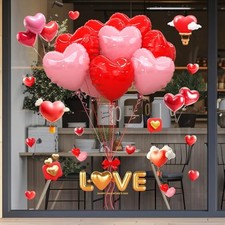 Valentine Window Clings Heart Window Stickers 3D Heart Balloon Wall Decals
