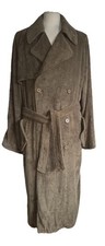 BALENCIAGA OVERCOAT KHAKI TOWELING BUTTON FRONT COLLAR BELTED SIZE L/XL NEW TAGS