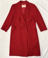 VTG Pendleton 100 Virgin Wool Lined Long Coat Size 12 Red Pockets Made In USA