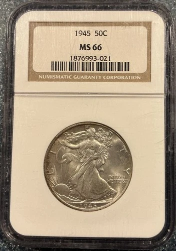 1945 Liberty Walking Silver Half Dollar 50c NGC MS66