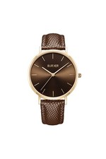 Burker Watches Ruby Petite Gold, Damen Armbanduhr, braunes Lederarmband