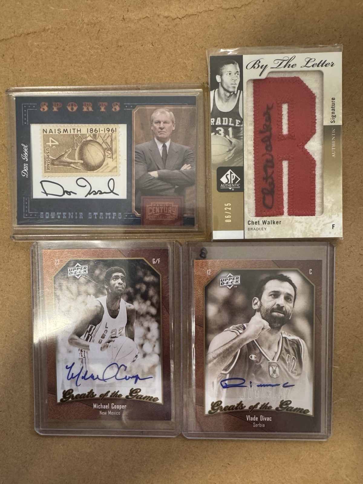 Upper Deck 4-Card NBA Auto Lot Issel Stamp Chet Walker Patch Cooper Divac