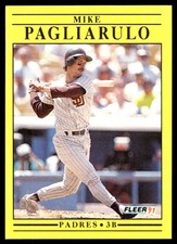 Mike Pagliarulo 1991 Fleer #537 Padres MLB READ FREE SHIPPING AutographDen