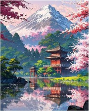 Temple Canvas Paint by Numbers for Adults,Landscape 16x20inch, 