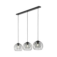 Pendelleuchte Metall Glas 3-Flammig Schwarz Grau E27 HäNgelampe Esszimmer