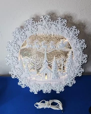 Christmas Light Up Snow Globe With Church & Santa, White