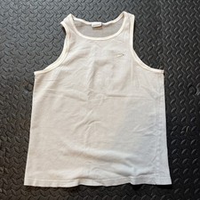 Mens Vintage SPEEDO Stringer Muscle Tank Top White Small 25.5-19
