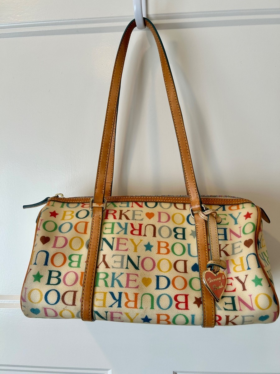 Vintage DOONEY BOURKE Rainbow Signature Multicolor Double Handle Satchel  Purse
