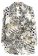 CHICO'S Women's Rayon Nylon Jacket Roll  Tab Sleeve Animal Multicolor Size 0 S