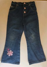 VTG Girls Sz 4 Denim Jeans Floral Flower Embroidered